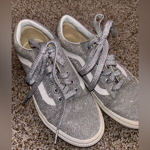 Sparkly Silver Vans Shoes Size 7